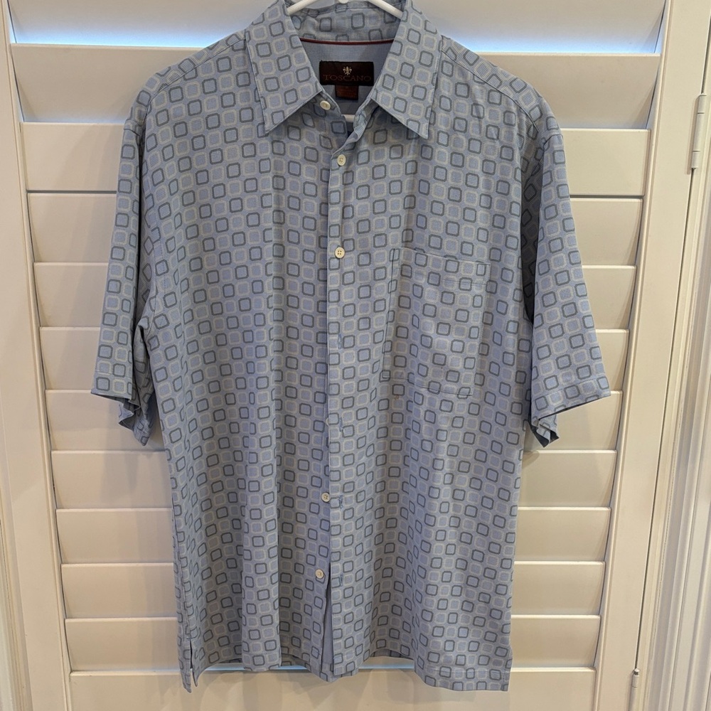 Stylish Men's Blue Geometric Shirt